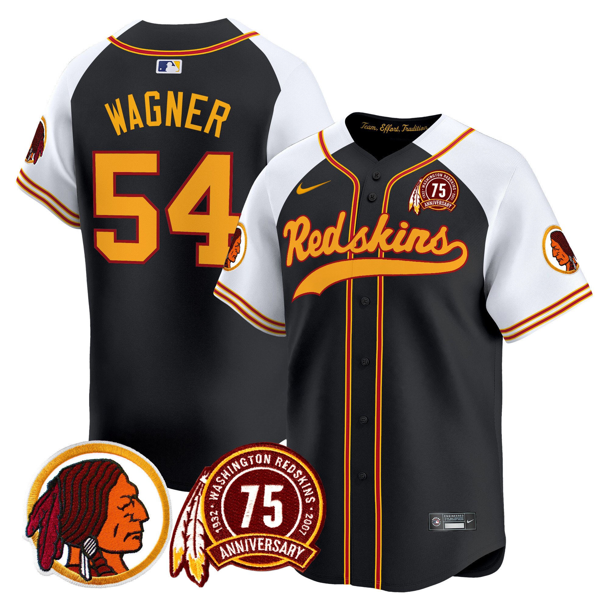 Men's Washington Redskins 75th Patch Throwback Vapor Premier Limited Jersey - All Stitched - Image 12