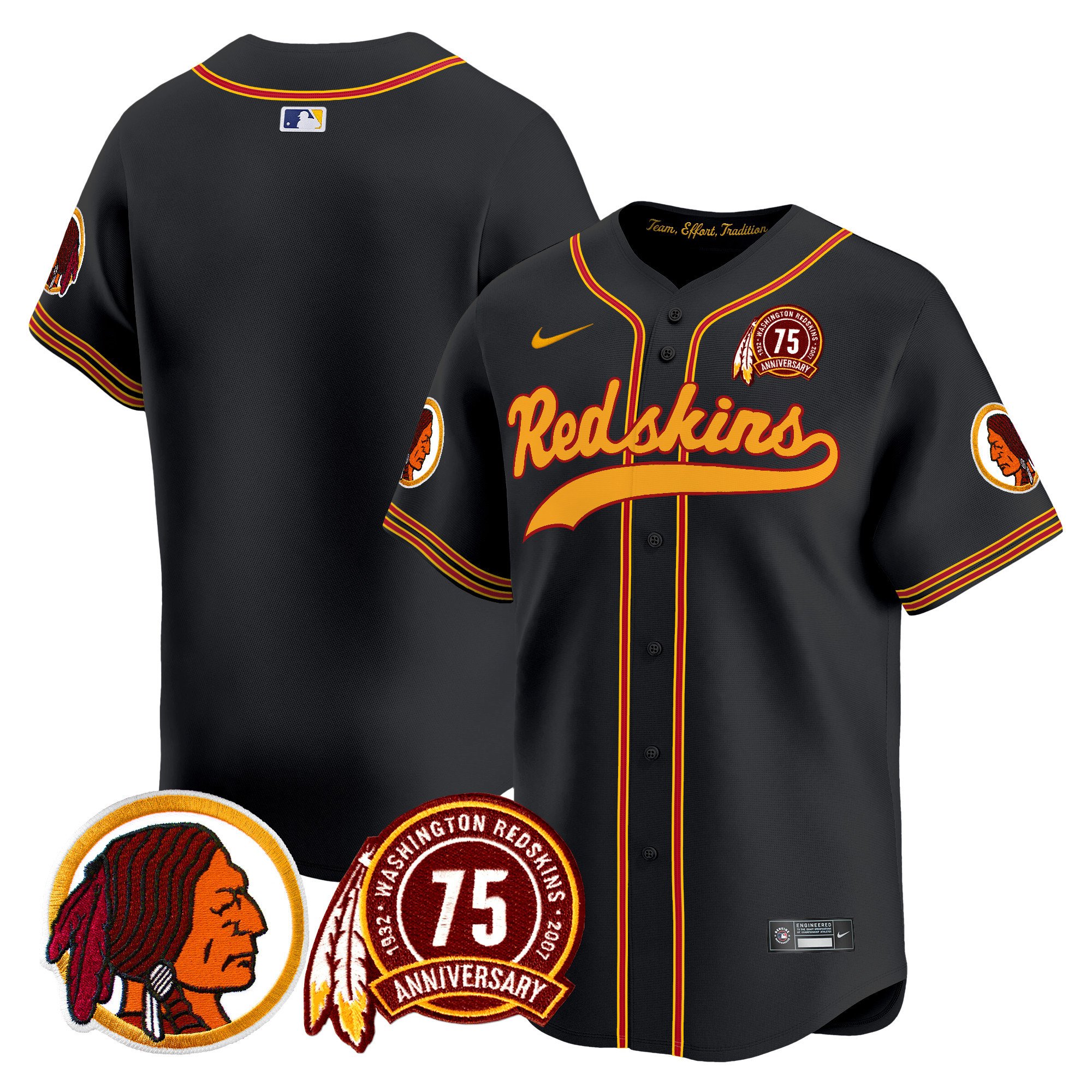 Men's Washington Redskins 75th Patch Throwback Vapor Premier Limited Jersey - All Stitched - Image 24