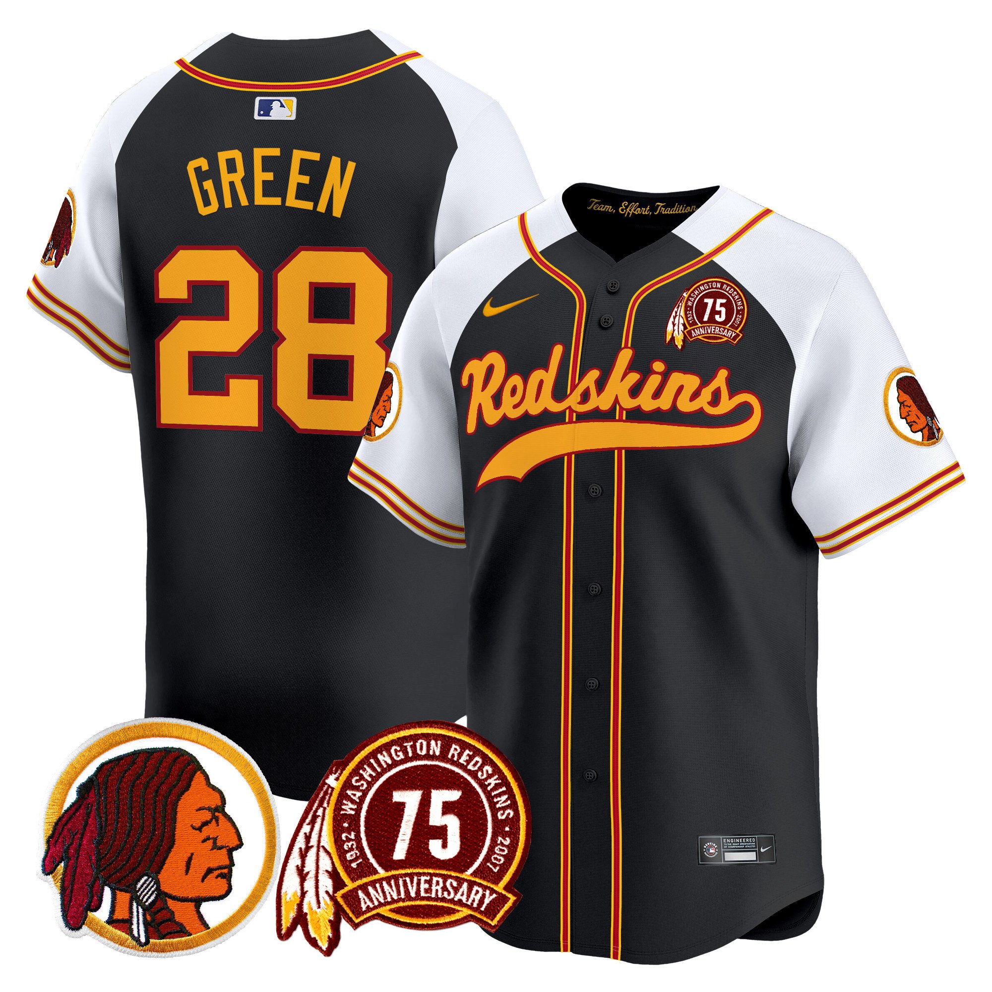 Men's Washington Redskins 75th Patch Throwback Vapor Premier Limited Jersey - All Stitched - Image 15