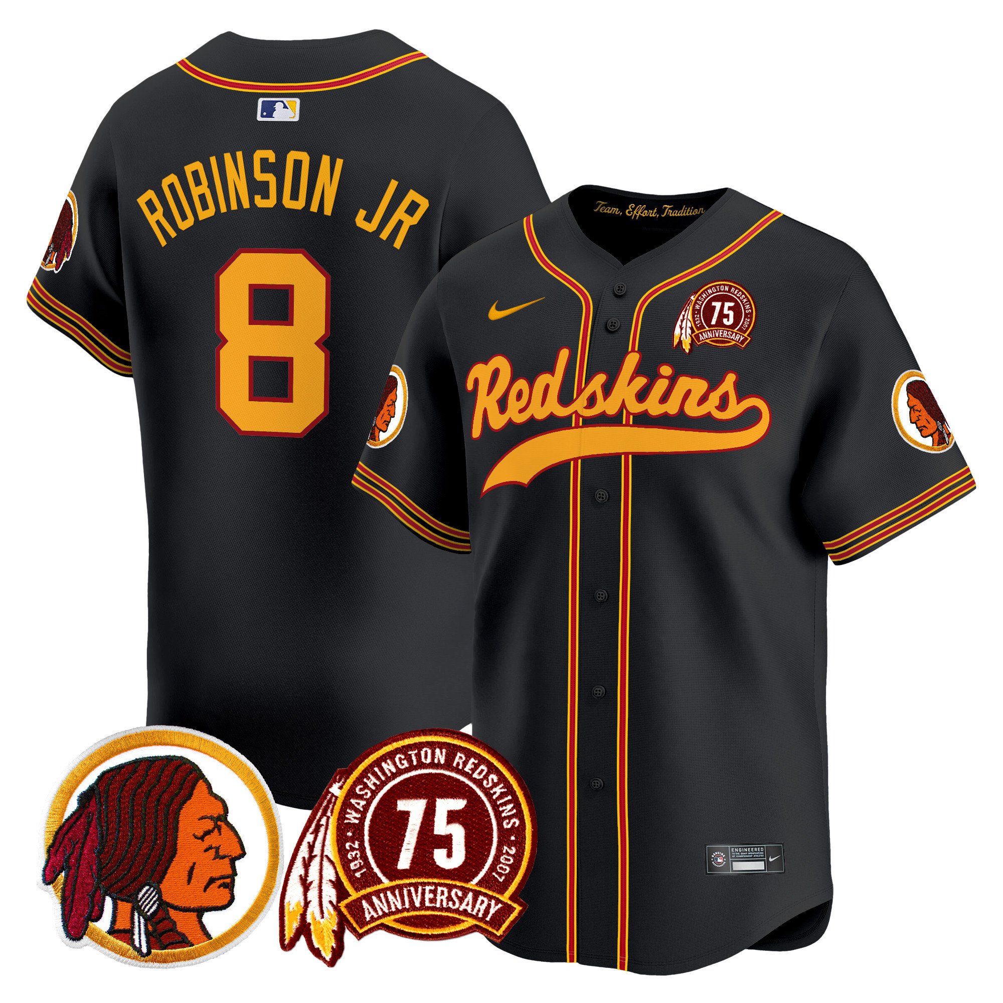 Men's Washington Redskins 75th Patch Throwback Vapor Premier Limited Jersey - All Stitched - Image 18