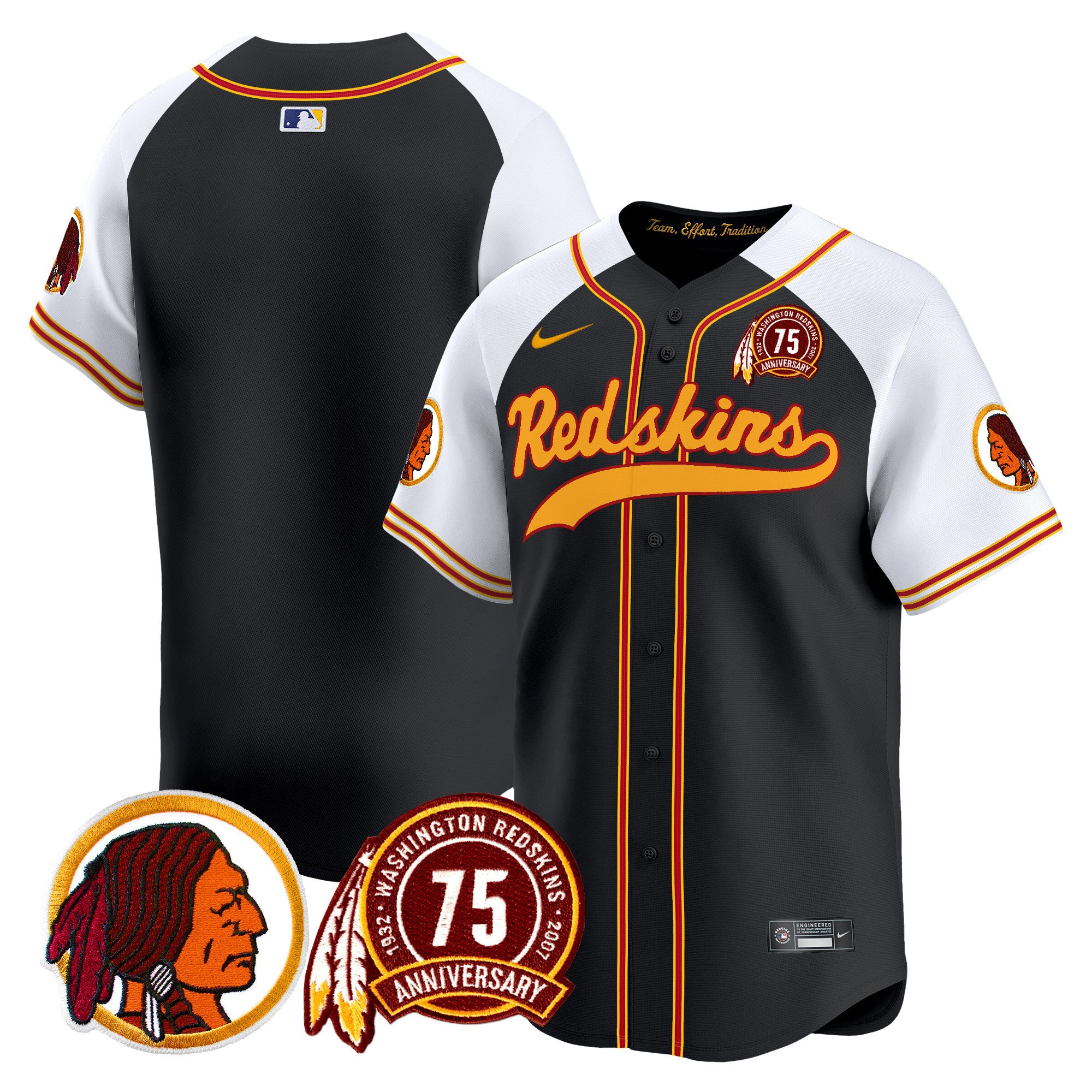 Men's Washington Redskins 75th Patch Throwback Vapor Premier Limited Jersey - All Stitched - Image 16