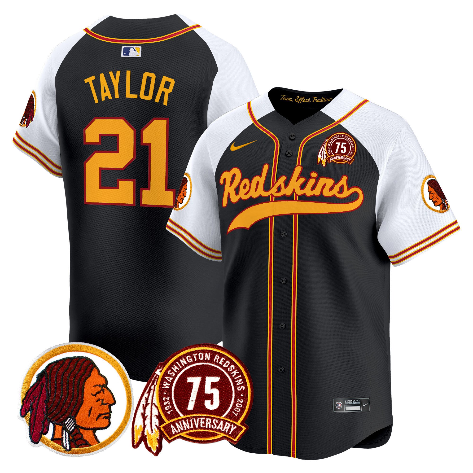 Men's Washington Redskins 75th Patch Throwback Vapor Premier Limited Jersey - All Stitched - Image 14