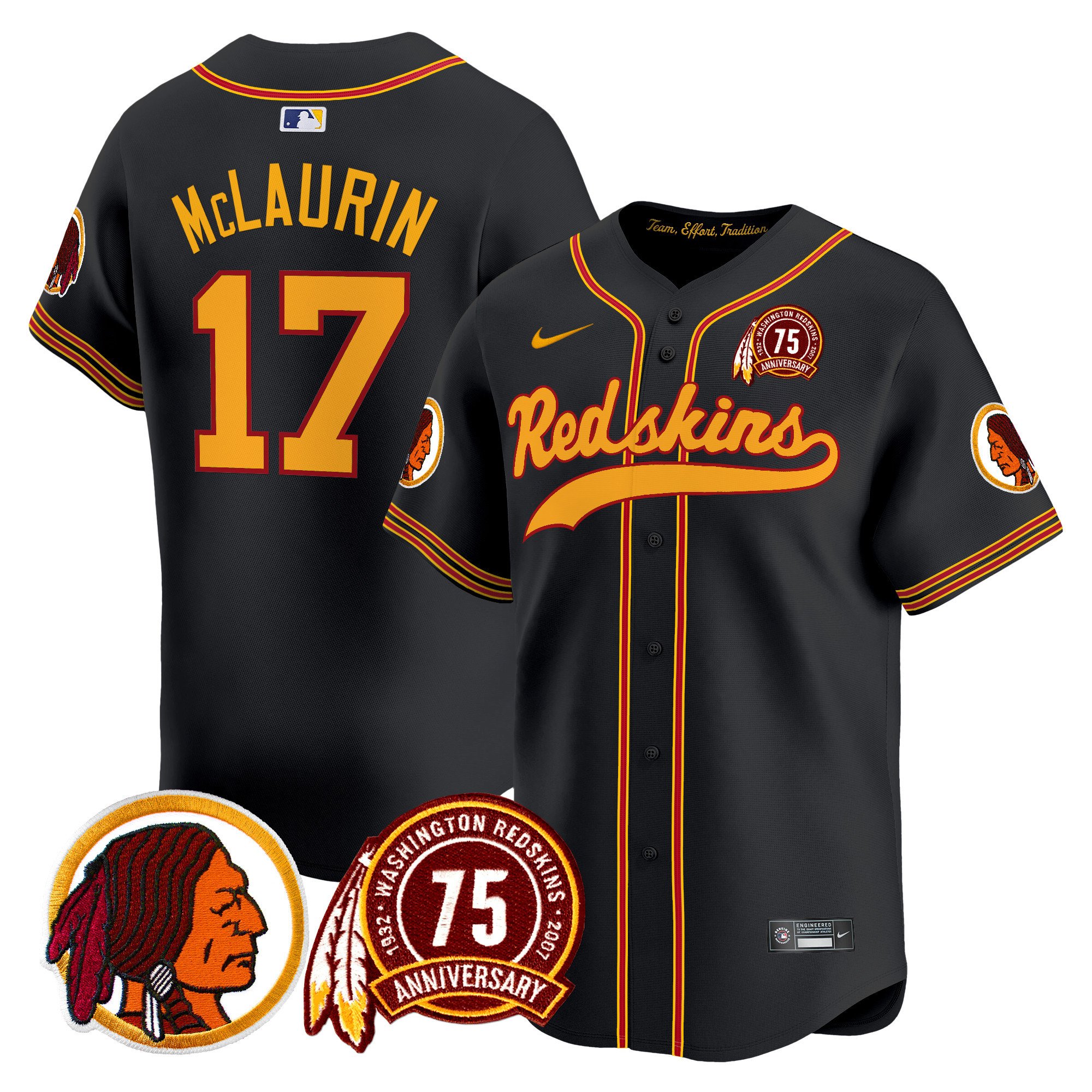 Men's Washington Redskins 75th Patch Throwback Vapor Premier Limited Jersey - All Stitched - Image 21
