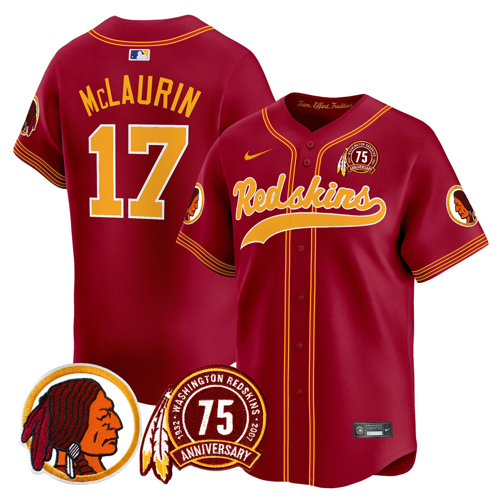 Men's Washington Redskins 75th Patch Throwback Vapor Premier Limited Jersey - All Stitched - Image 29