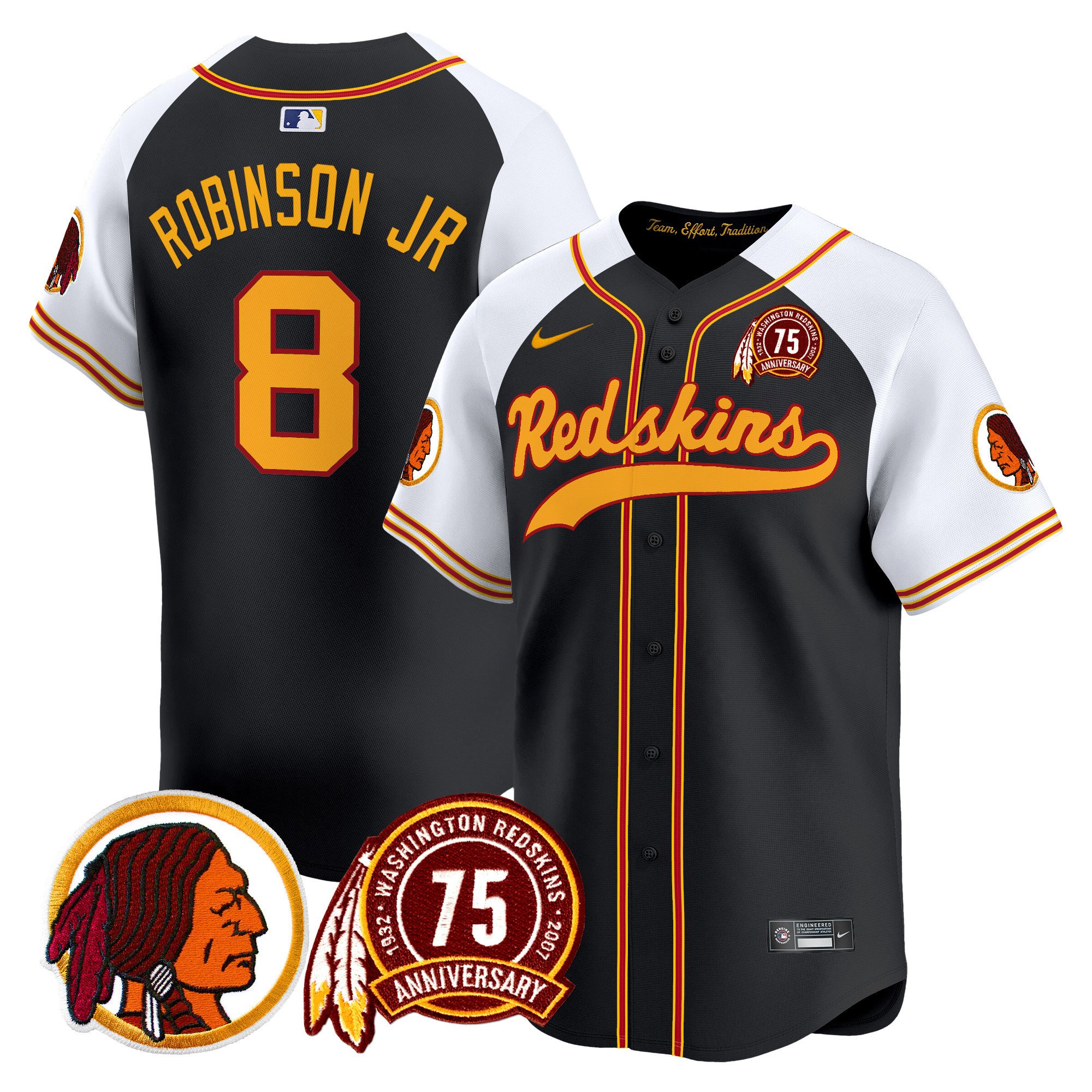 Men's Washington Redskins 75th Patch Throwback Vapor Premier Limited Jersey - All Stitched - Image 10