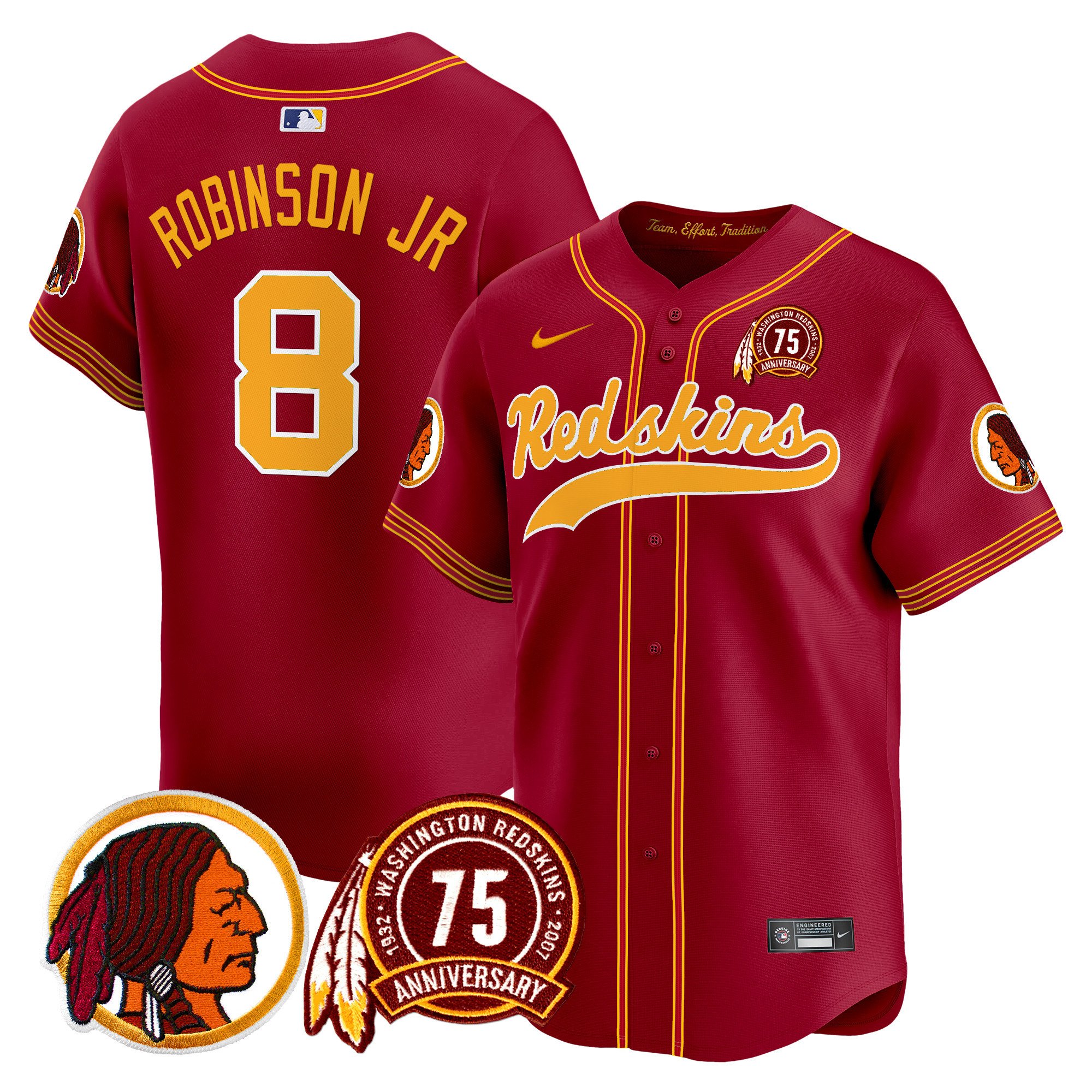 Men's Washington Redskins 75th Patch Throwback Vapor Premier Limited Jersey - All Stitched - Image 26