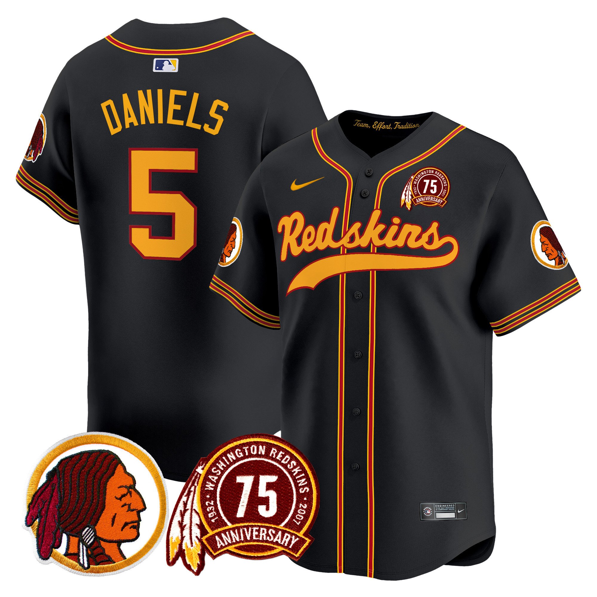 Men's Washington Redskins 75th Patch Throwback Vapor Premier Limited Jersey - All Stitched - Image 17