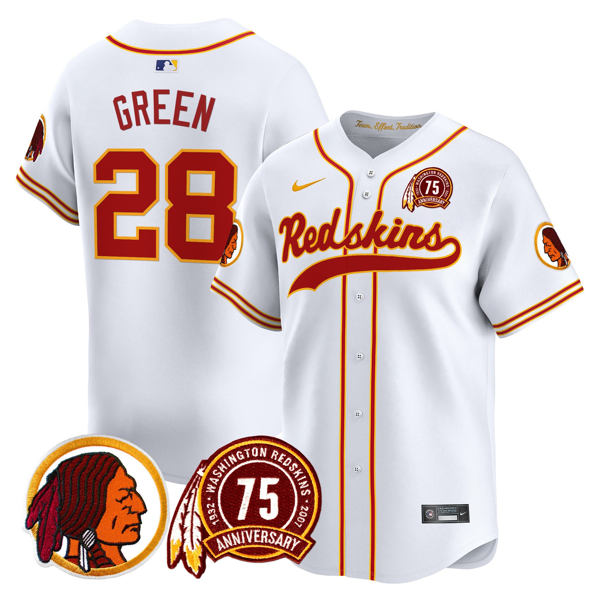 Men's Washington Redskins 75th Patch Throwback Vapor Premier Limited Jersey - All Stitched - Image 39