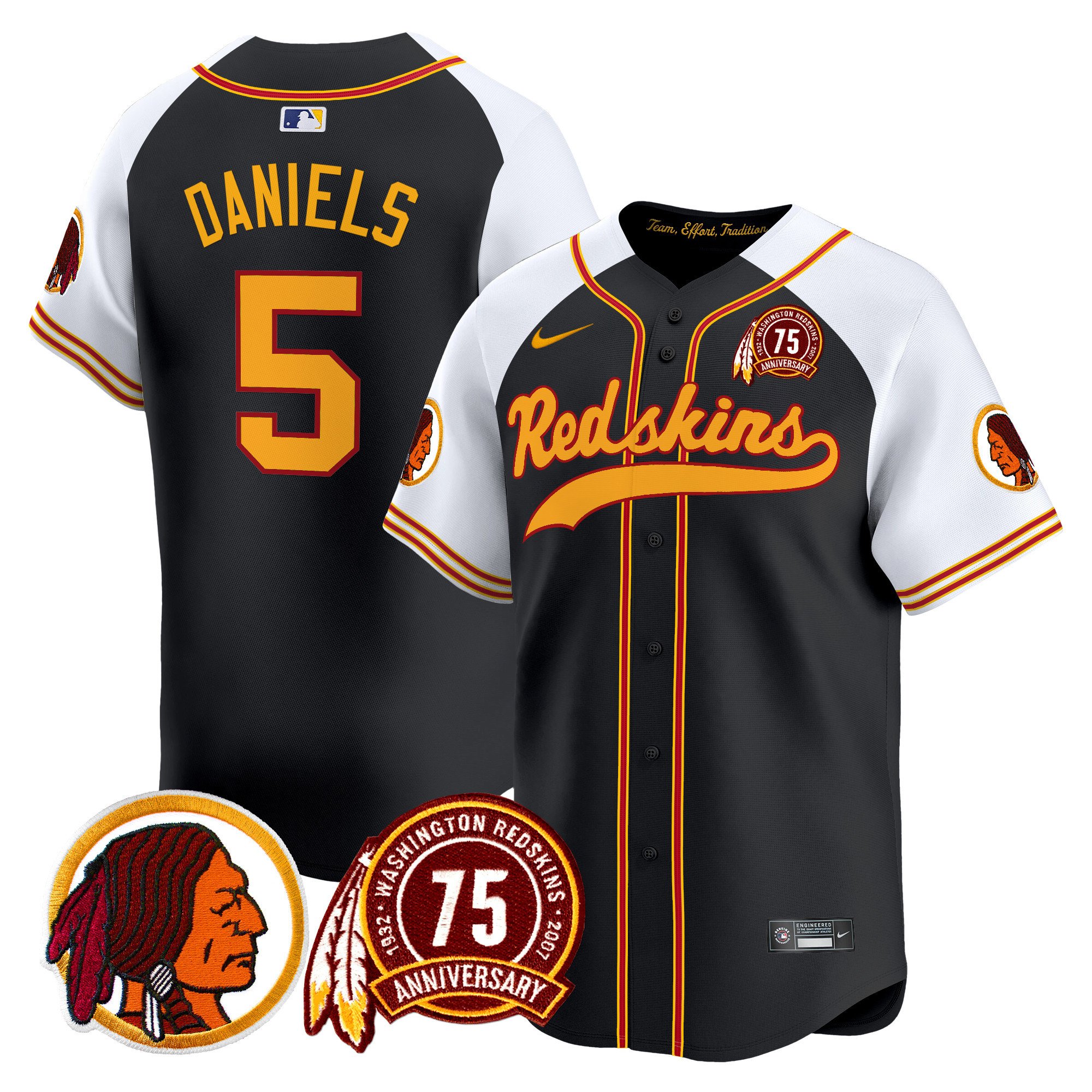 Men's Washington Redskins 75th Patch Throwback Vapor Premier Limited Jersey - All Stitched - Image 9