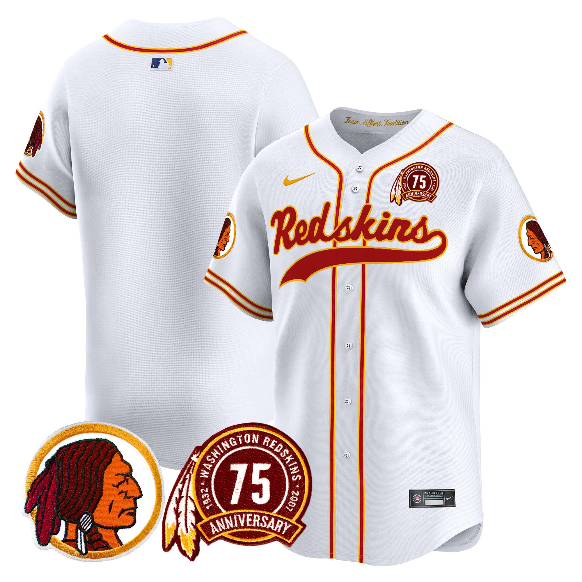 Men's Washington Redskins 75th Patch Throwback Vapor Premier Limited Jersey - All Stitched - Image 40
