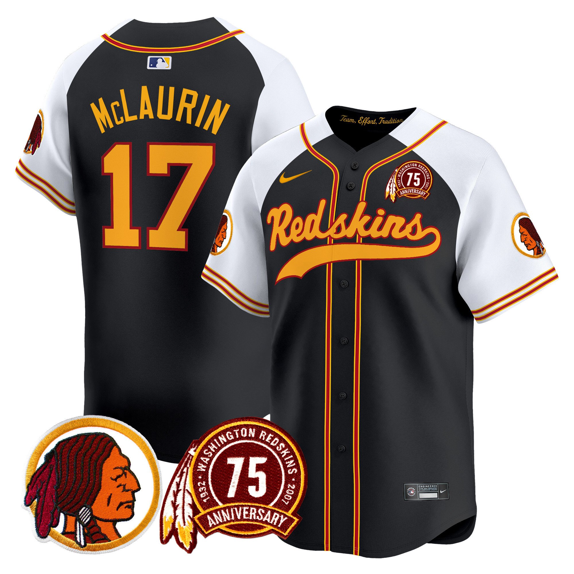 Men's Washington Redskins 75th Patch Throwback Vapor Premier Limited Jersey - All Stitched - Image 13