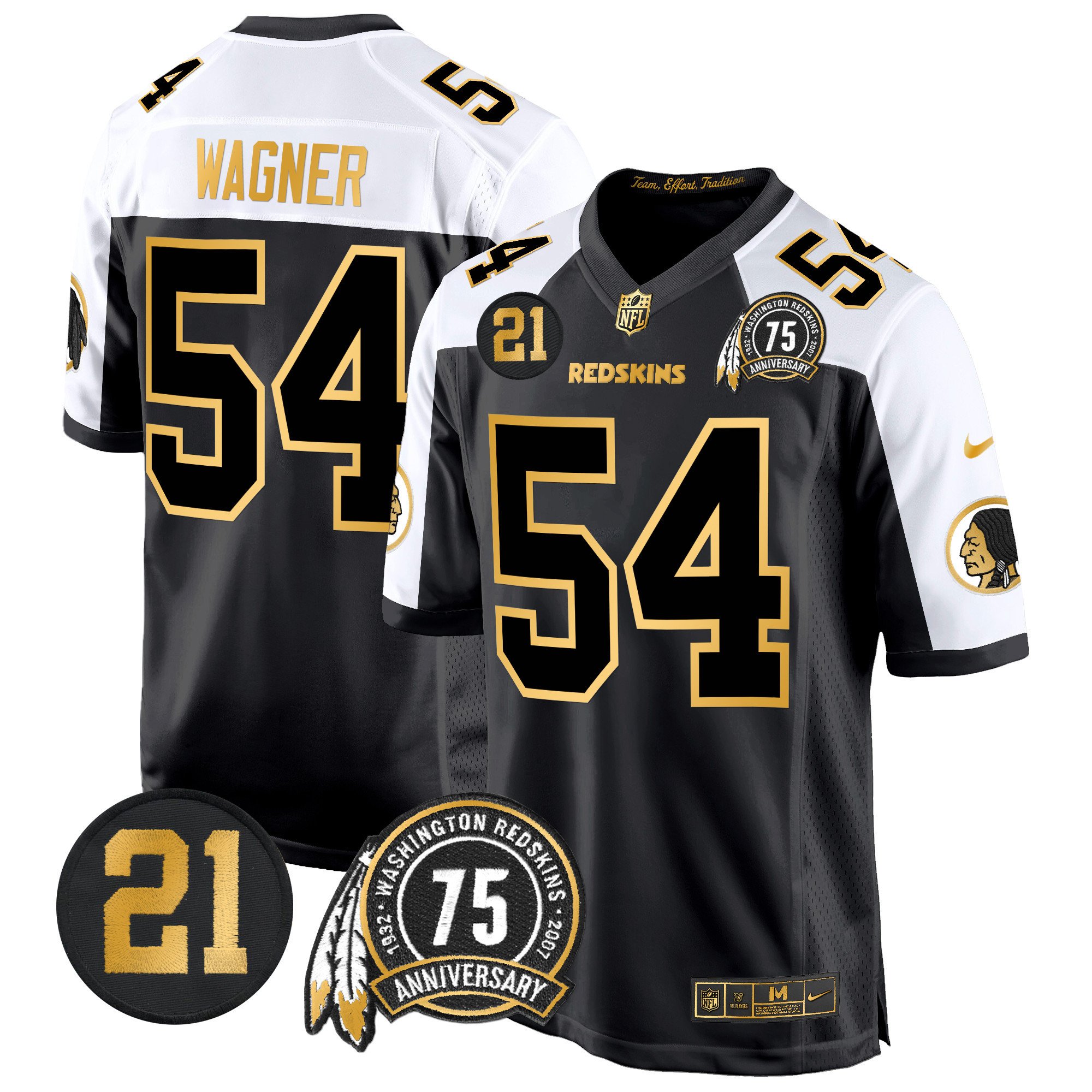 Men's Washington Redskins 75th & Sean Taylor Patch Gold Game Jersey - All Stitched - Image 5