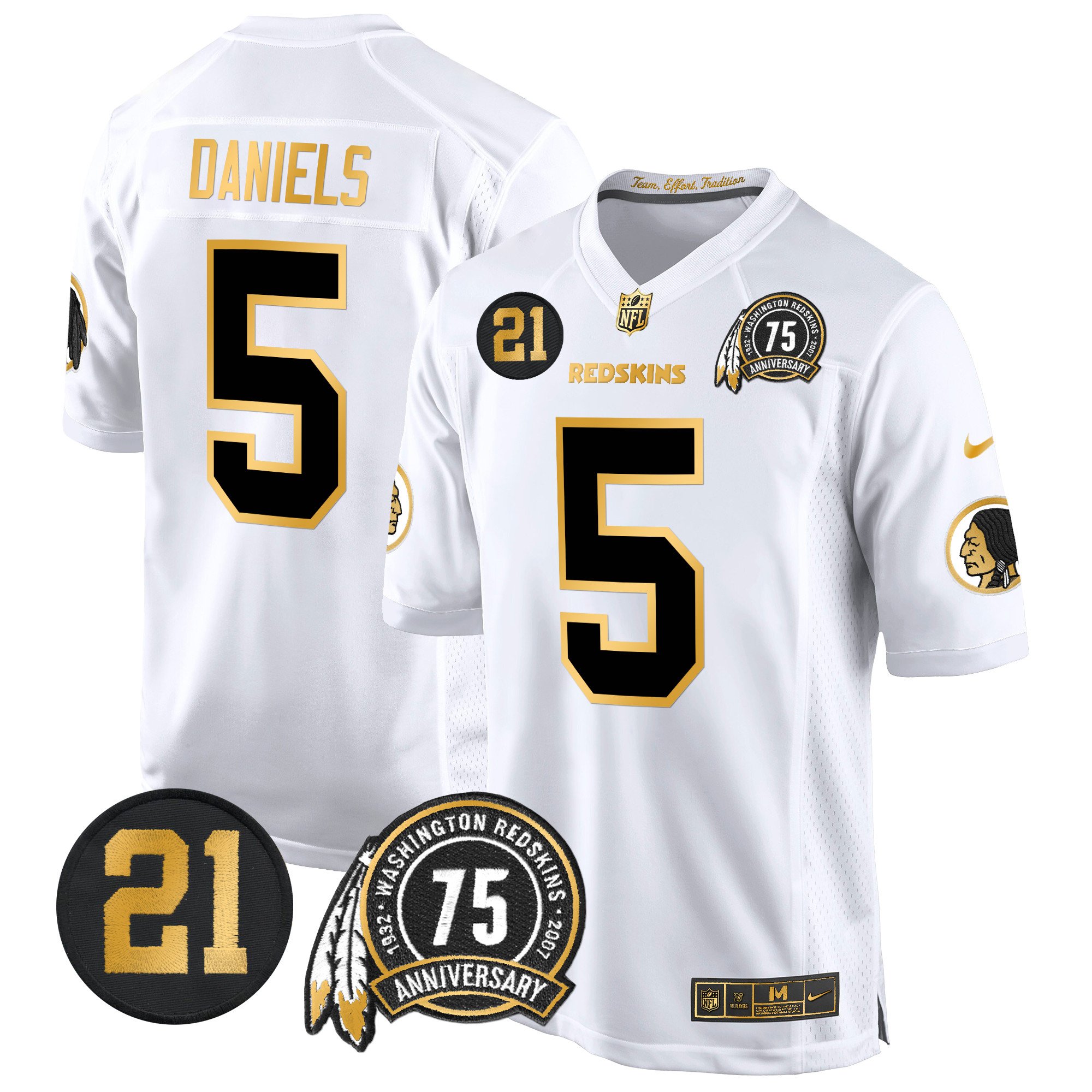 Men's Washington Redskins 75th & Sean Taylor Patch Gold Game Jersey - All Stitched - Image 8