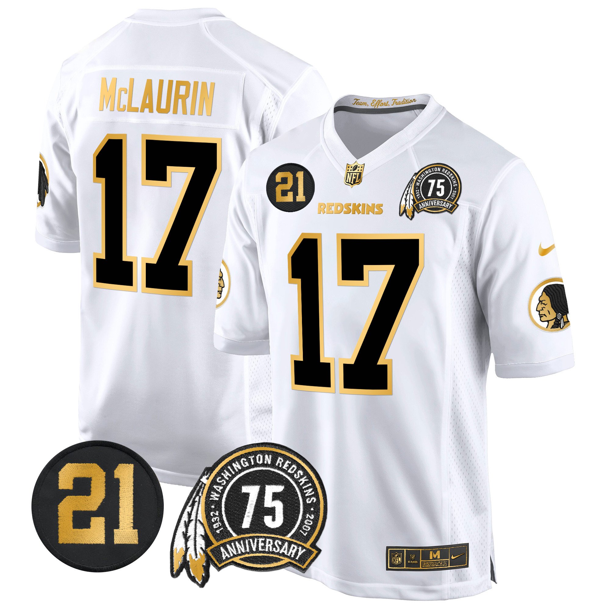 Men's Washington Redskins 75th & Sean Taylor Patch Gold Game Jersey - All Stitched - Image 13