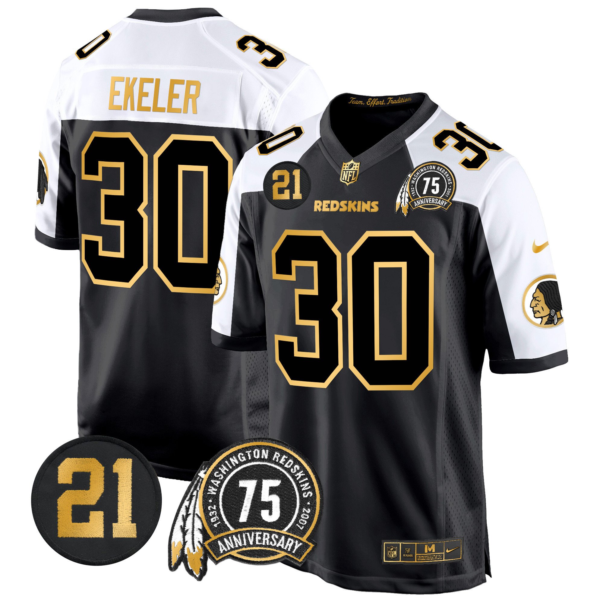 Men's Washington Redskins 75th & Sean Taylor Patch Gold Game Jersey - All Stitched - Image 4