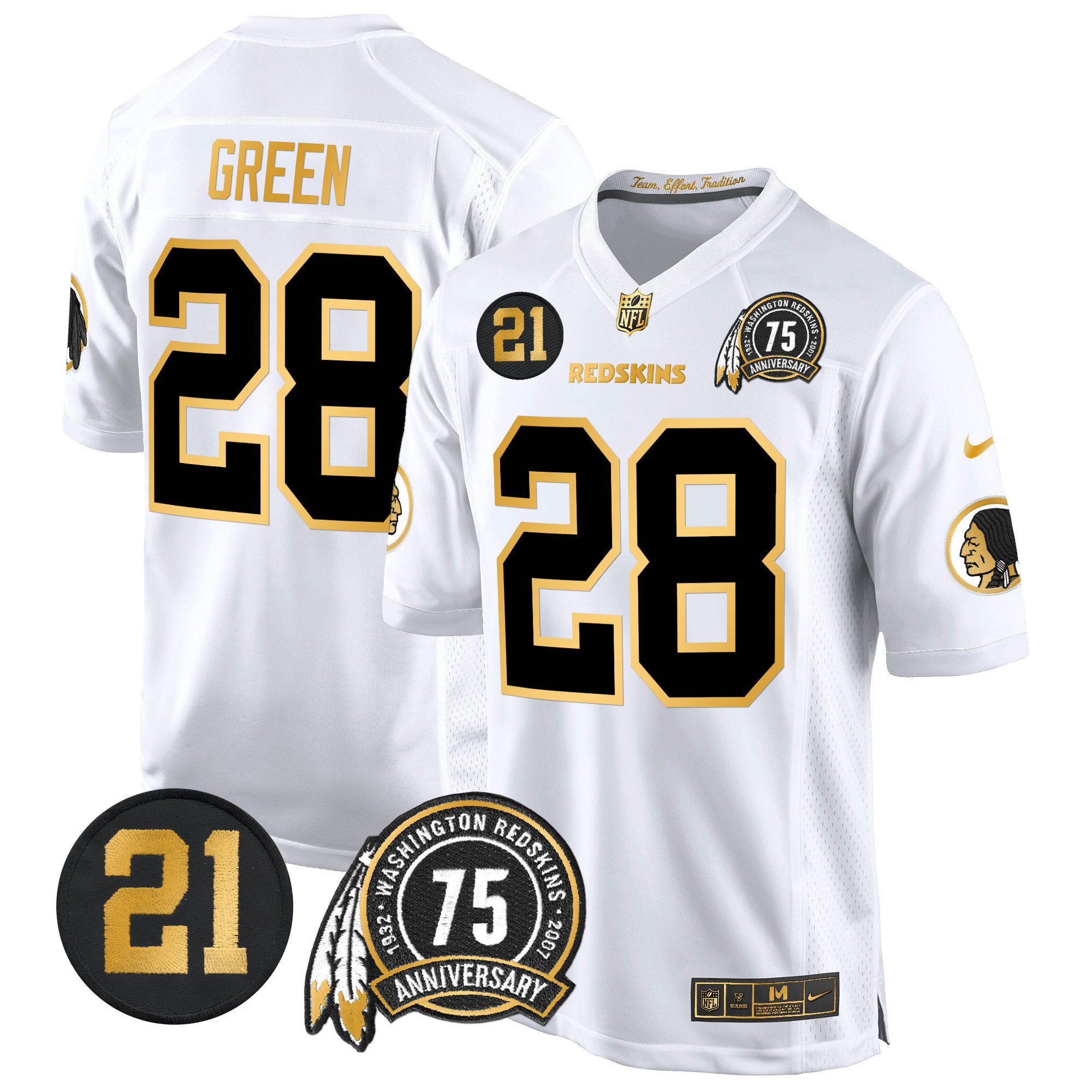 Men's Washington Redskins 75th & Sean Taylor Patch Gold Game Jersey - All Stitched - Image 14