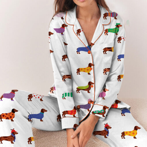 Women's Dachshund Cute Dog Satin Pajamas Set - Image 5