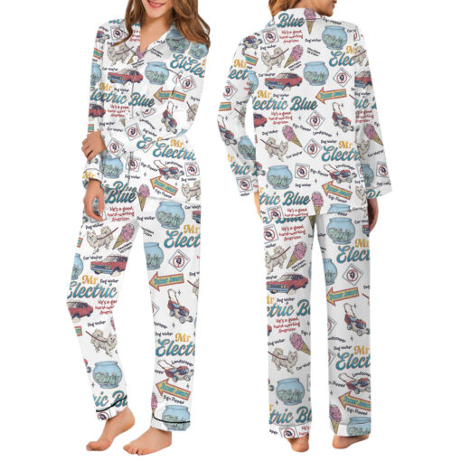 Mr Electric Blue Satin Pajamas Set For Women - Image 6