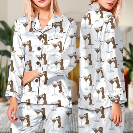 Dachshund Teeni Weeni Espresso Martini Satin Pajama Set - Image 7