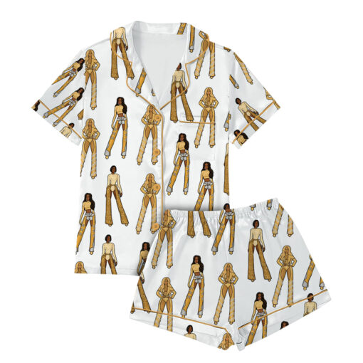 DC3 Vegas Beyonce Print Cowboy Carter Tour Satin Pajamas Set