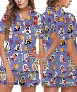 Diet Coke Cute Ghost Halloween Satin Pajamas Set