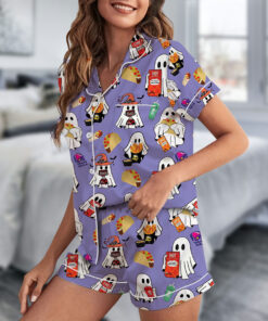 Alternative view of Diet Coke Cute Ghost Halloween Satin Pajamas Set