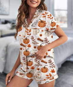 Alternative view of Pumpkin Spice Fall Satin Pajamas Set