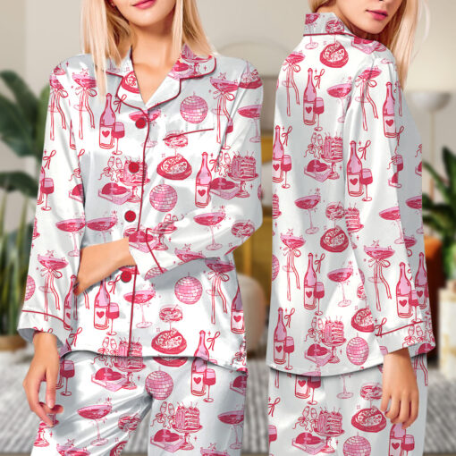 Homebody Cocktail Girl Social Club Retro Disco Ball Margarita Satin Pajama Set - Image 7