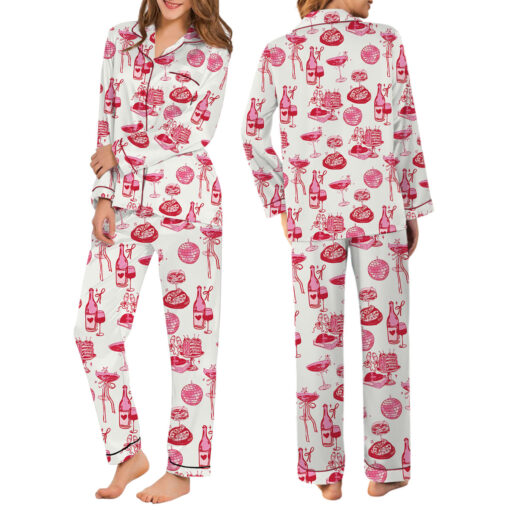 Homebody Cocktail Girl Social Club Retro Disco Ball Margarita Satin Pajama Set - Image 6