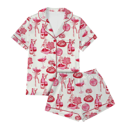 Homebody Cocktail Girl Social Club Retro Disco Ball Margarita Satin Pajama Set - Image 2