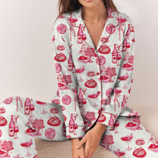 Homebody Cocktail Girl Social Club Retro Disco Ball Margarita Satin Pajama Set - Image 5