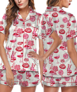Homebody Cocktail Girl Social Club Retro Disco Ball Margarita Satin Pajama Set