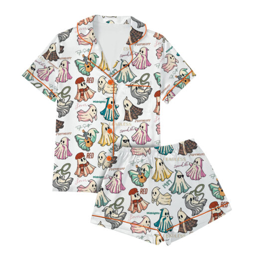 Cute Ghost Halloween Satin Pajamas Set - Image 3