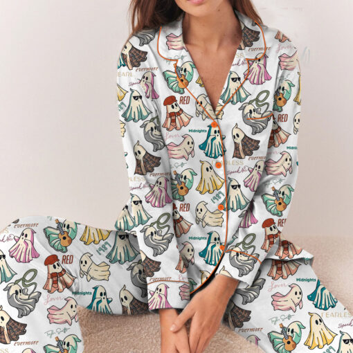Cute Ghost Halloween Satin Pajamas Set - Image 5
