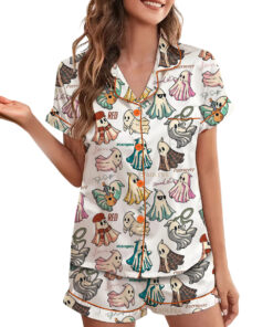 Alternative view of Cute Ghost Halloween Satin Pajamas Set