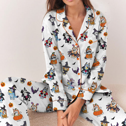 Bluey Halloween Satin Pajamas Set For Women - Image 6