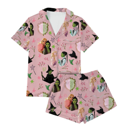 Wicked Pink Green Satin Pajamas Set For Women - Image 9