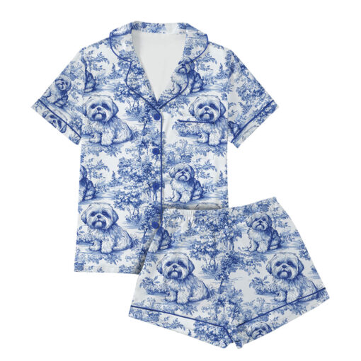 Shih Tzu Silky Satin Pajama Set For Women - Image 3