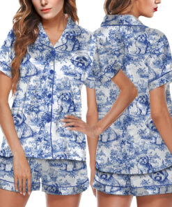 Shih Tzu Silky Satin Pajama Set For Women