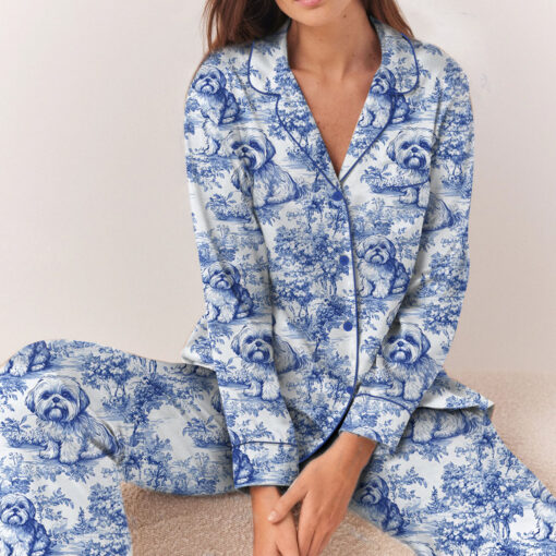 Shih Tzu Silky Satin Pajama Set For Women - Image 6