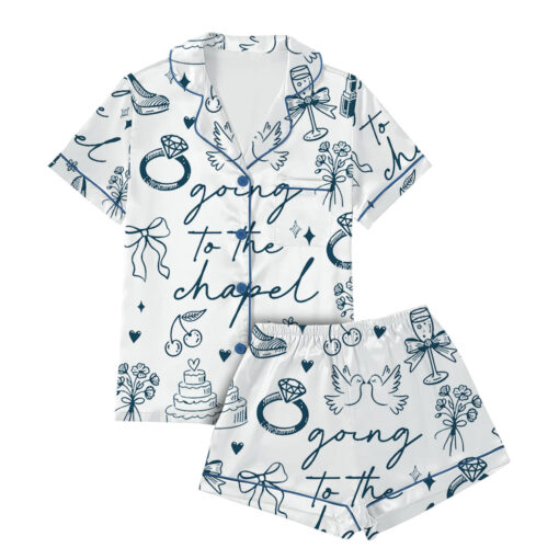Women’s Going To The Chapel Coquette Bachelorette Wedding Bride Satin Pajama Set - Image 8