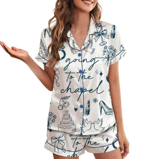 Women’s Going To The Chapel Coquette Bachelorette Wedding Bride Satin Pajama Set - Image 10