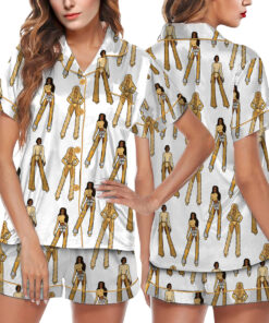DC3 Vegas Beyonce Print Cowboy Carter Tour Satin Pajamas Set