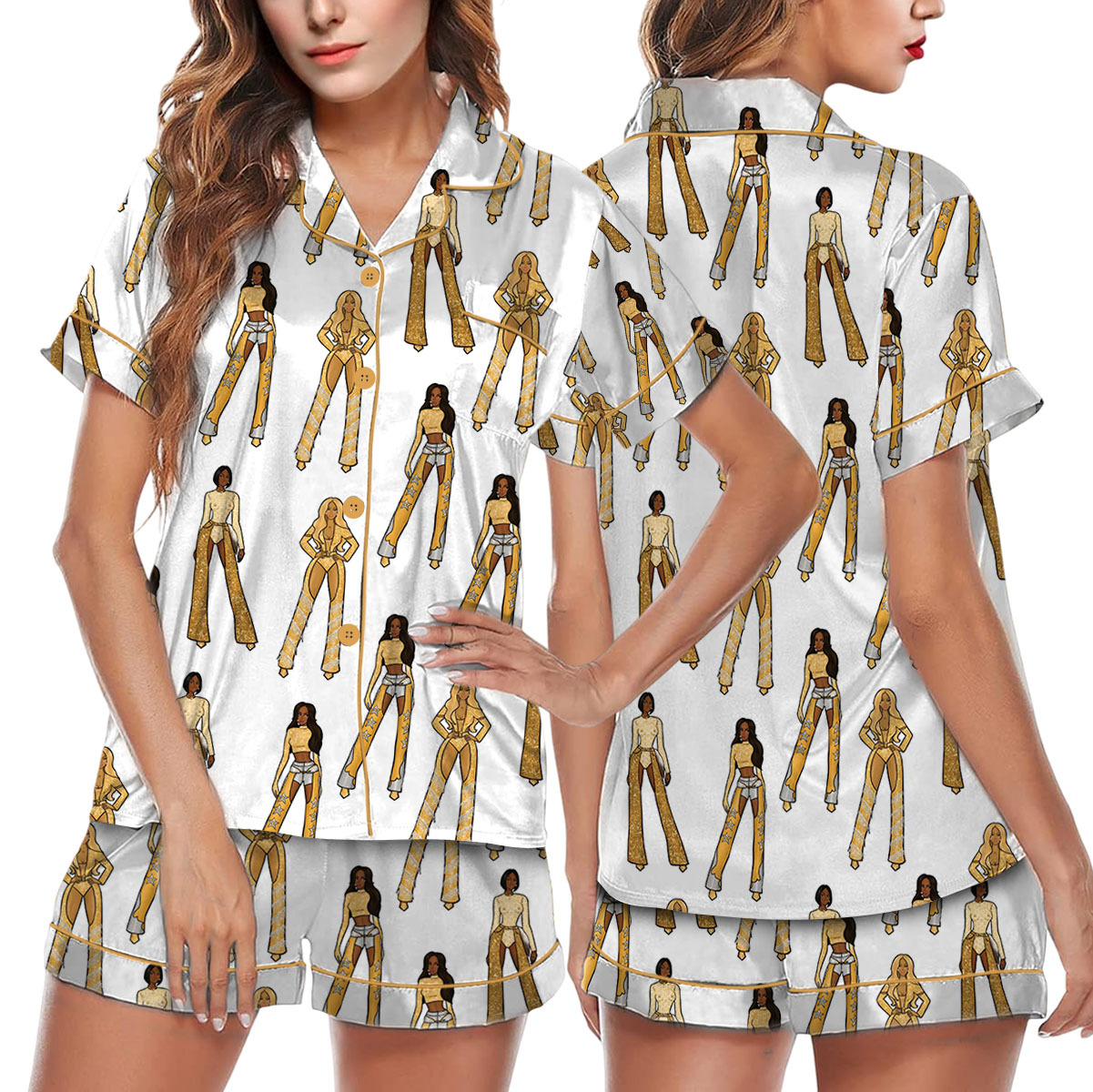DC3 Vegas Beyonce Print Cowboy Carter Tour Satin Pajamas Set