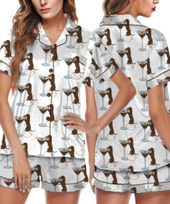 Dachshund Teeni Weeni Espresso Martini Satin Pajama Set