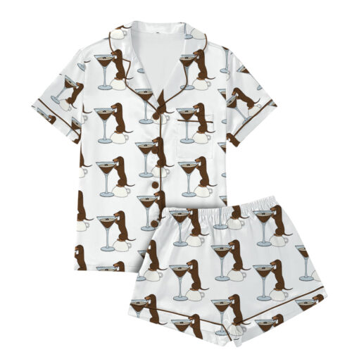 Dachshund Teeni Weeni Espresso Martini Satin Pajama Set - Image 3