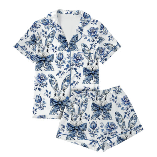 Chinoiserie Bunny Satin Pajamas Set For Women - Image 4