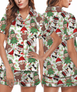 Christmas Labubu Satin Pajamas Set For Women