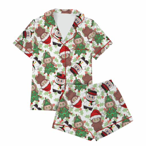 Christmas Labubu Satin Pajamas Set For Women