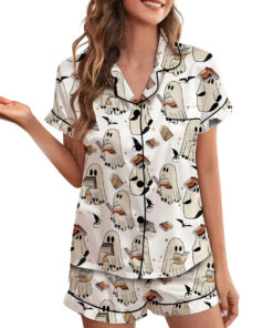 Alternative view of Ghost Reading Acotar Book Satin Pajamas Set
